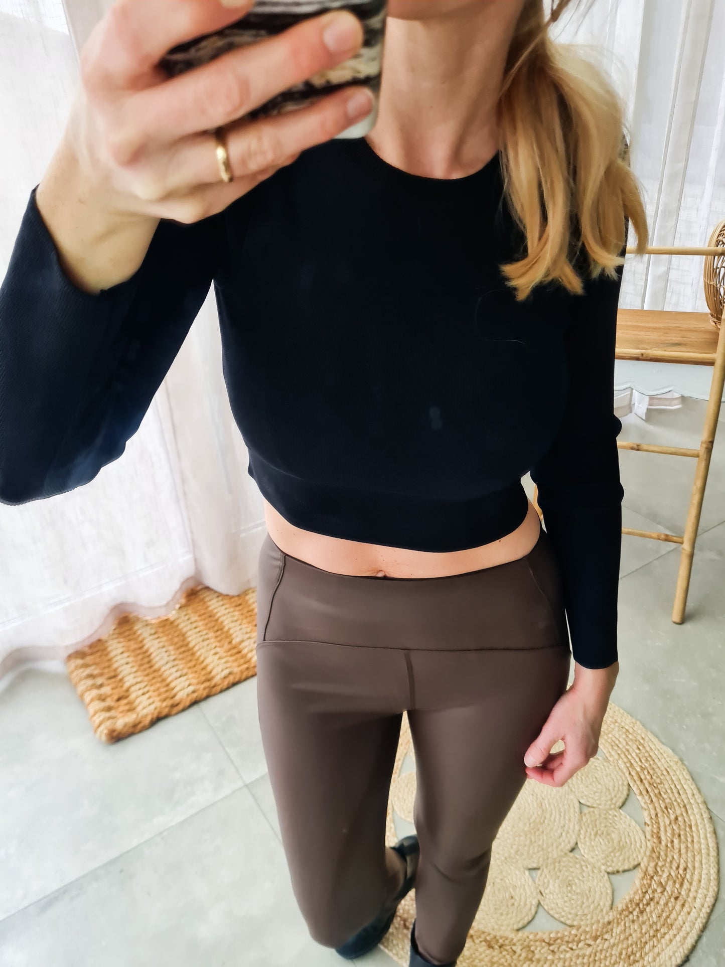 Basic Crop Top Longsleeve - schwarz