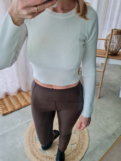 Basic Crop Top Longsleeve - ecru