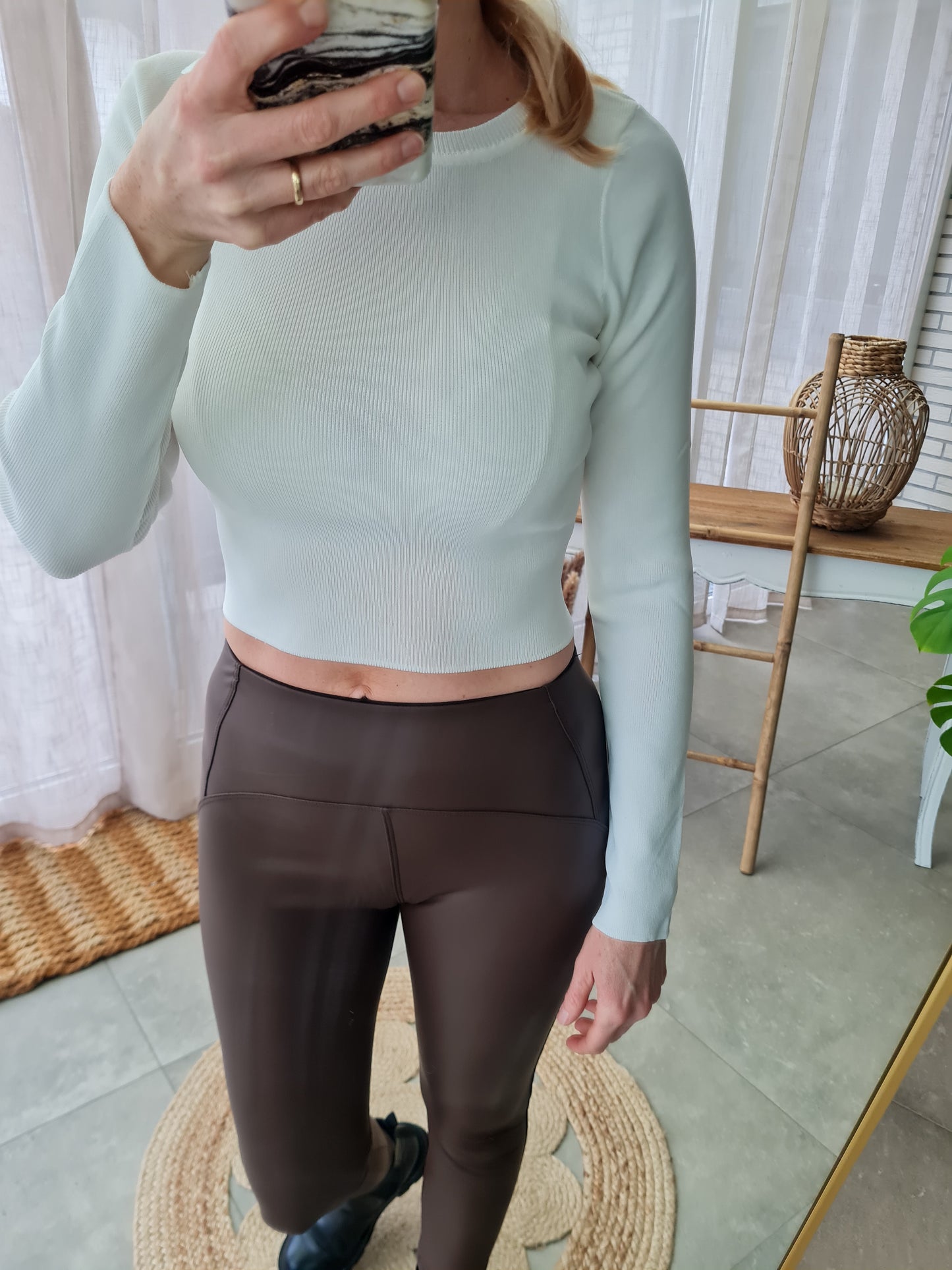 Basic Crop Top Longsleeve - ecru