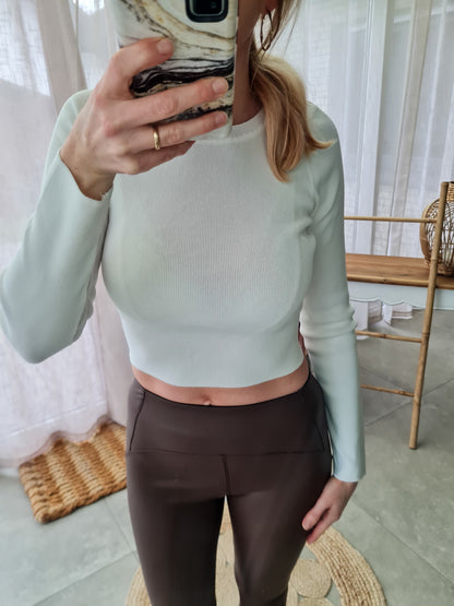 Basic Crop Top Longsleeve - ecru