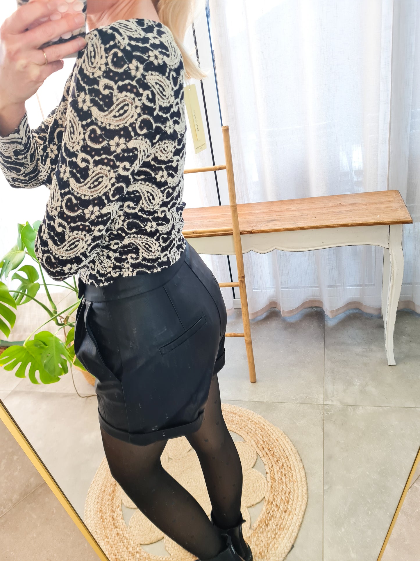 Kurze Leder Short - schwarz