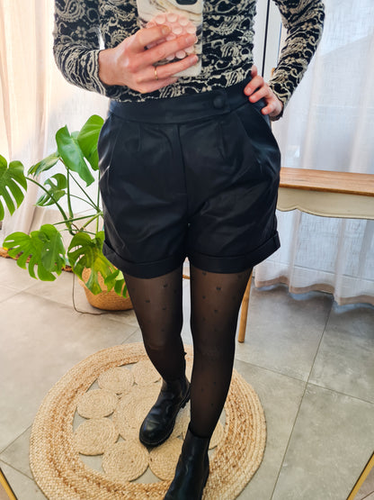 Kurze Leder Short - schwarz