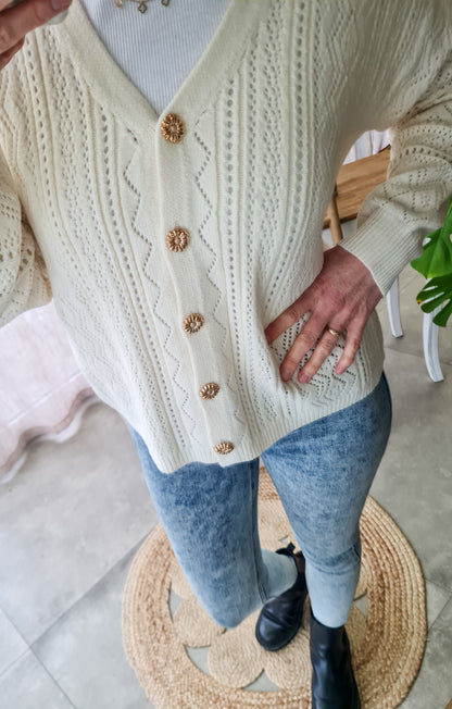 Soft Cardigan "LILLY" - creme