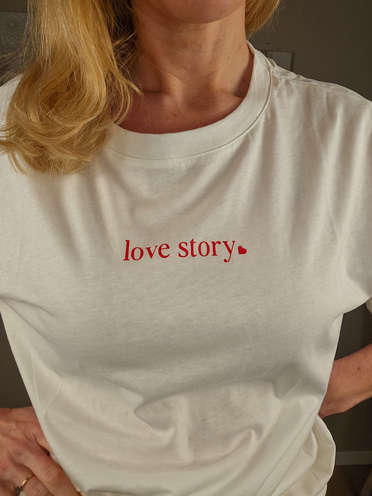 Statement Shirt "Love Story" - weiß