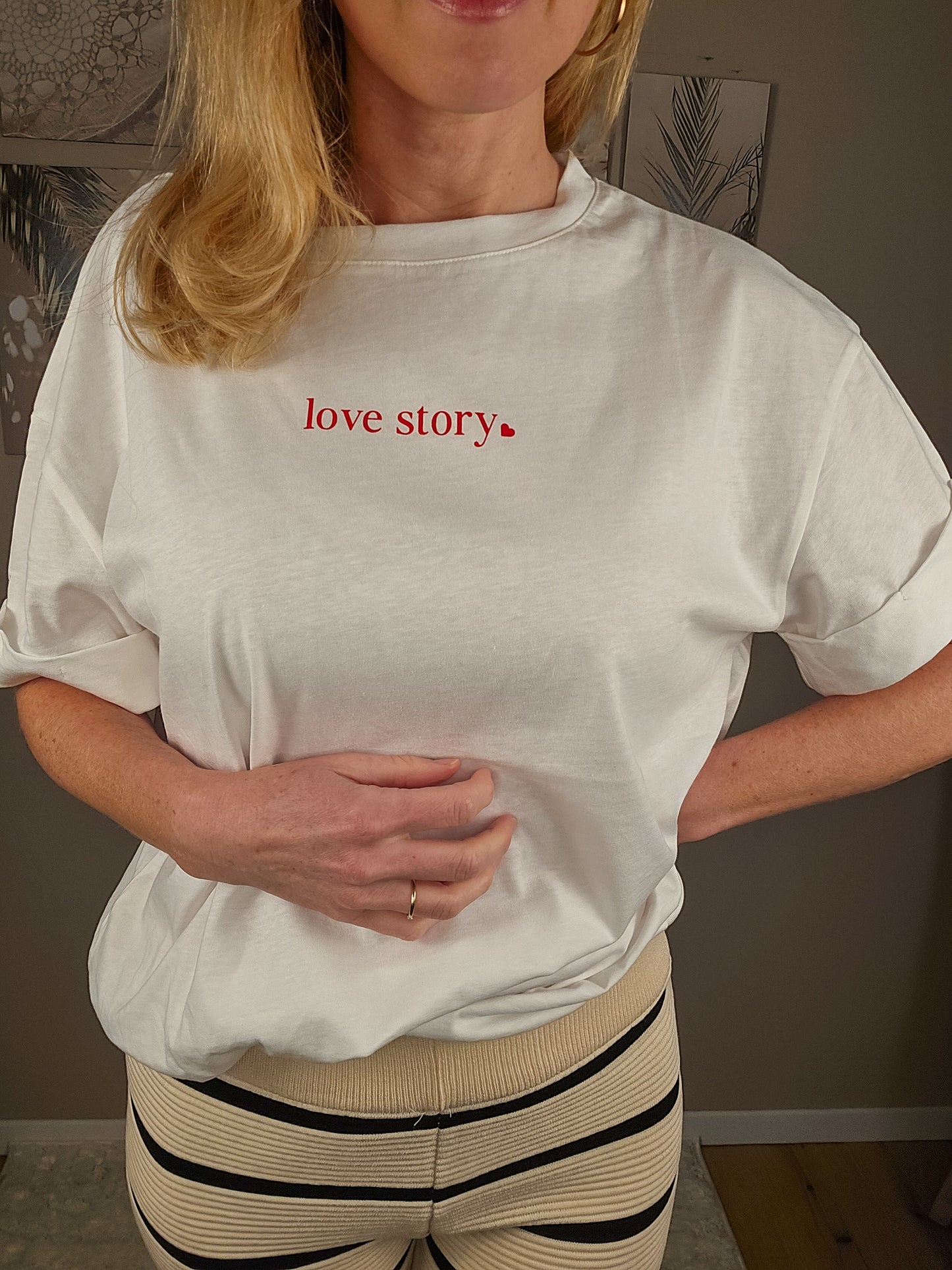 Statement Shirt "Love Story" - weiß