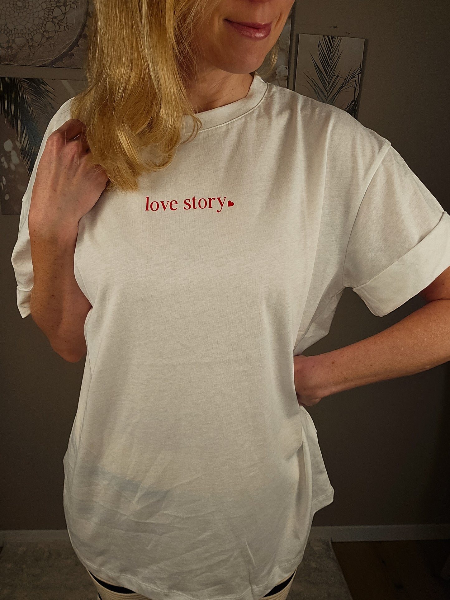 Statement Shirt "Love Story" - weiß