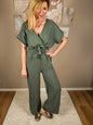 Musselin Jumpsuit "LARA"  lang - oliv