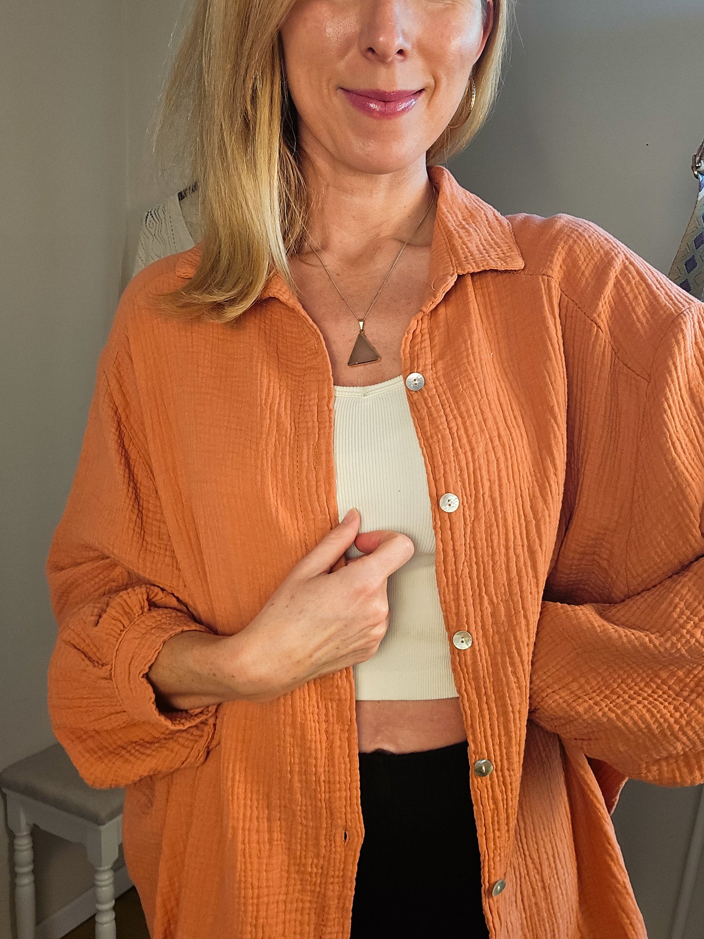 Musselin Bluse kurz - orange