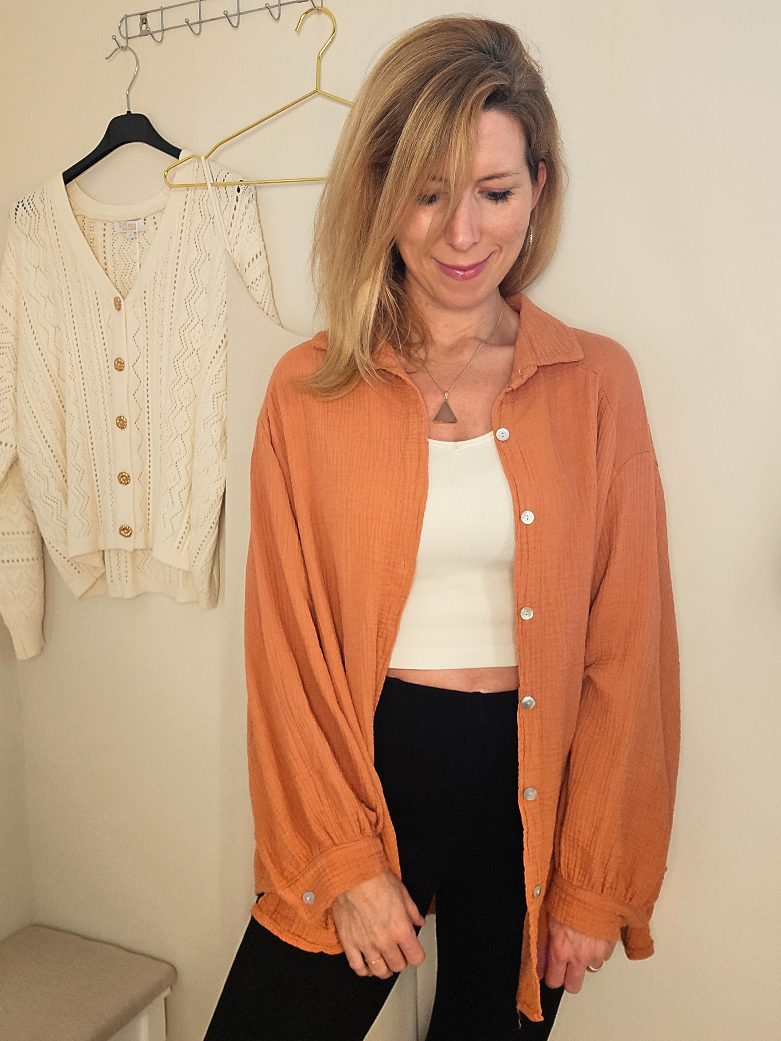 Musselin Bluse kurz - orange