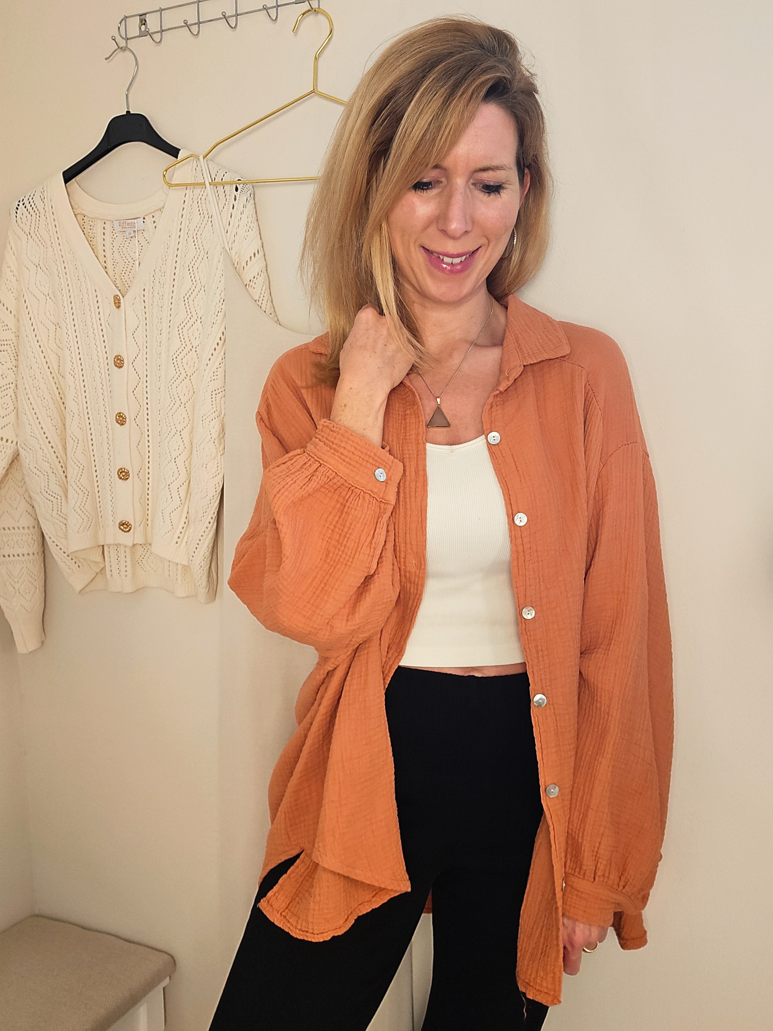 Musselin Bluse kurz - orange