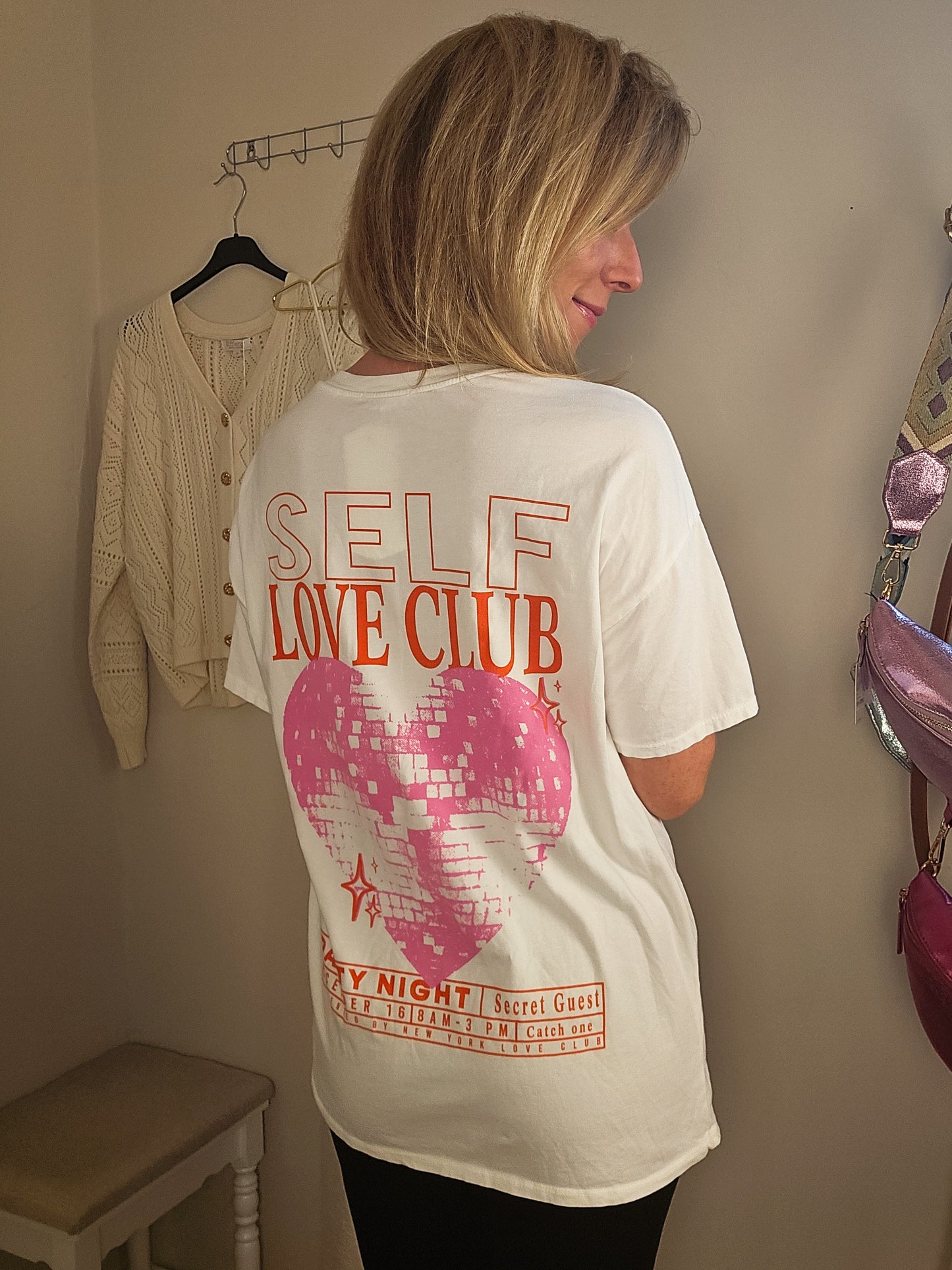 Statement Shirt "Self Love Club" - weiß