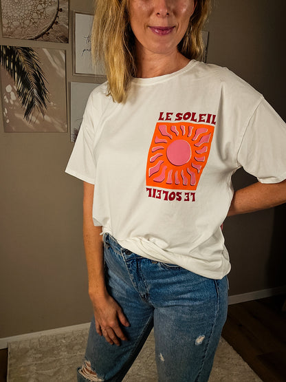 Statement Shirt "Le Solei" - weiß