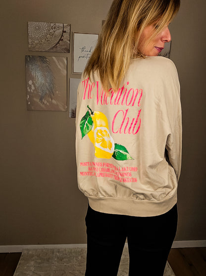 Statement Sweater "The Vacation Club" - beige