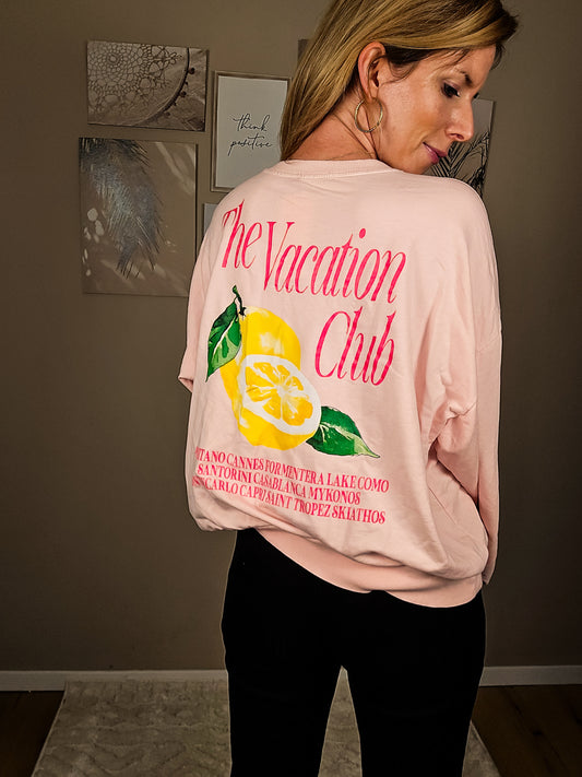 Statement Sweater "The Vacation Club" - rosa