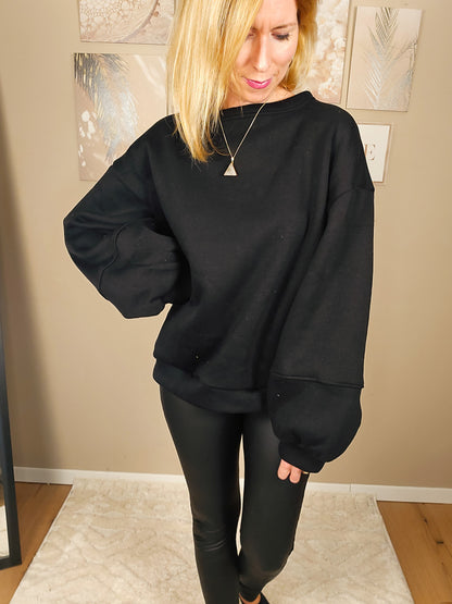 Bequemer Oversize Sweater - schwarz