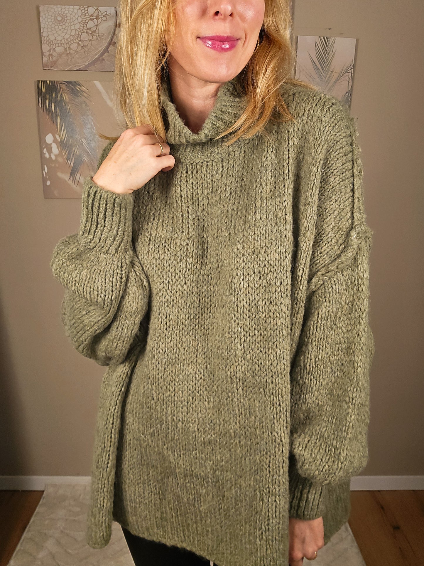 Pullover mit Nahtstreifen FRIDA - oliv