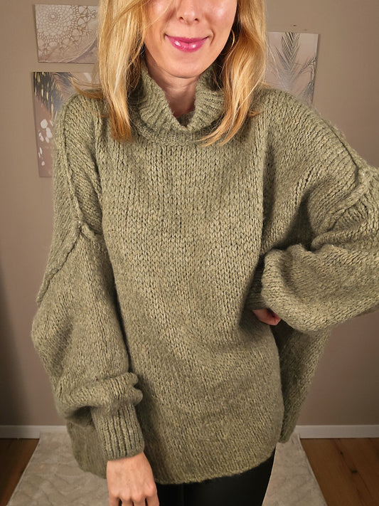 Pullover mit Nahtstreifen FRIDA - oliv