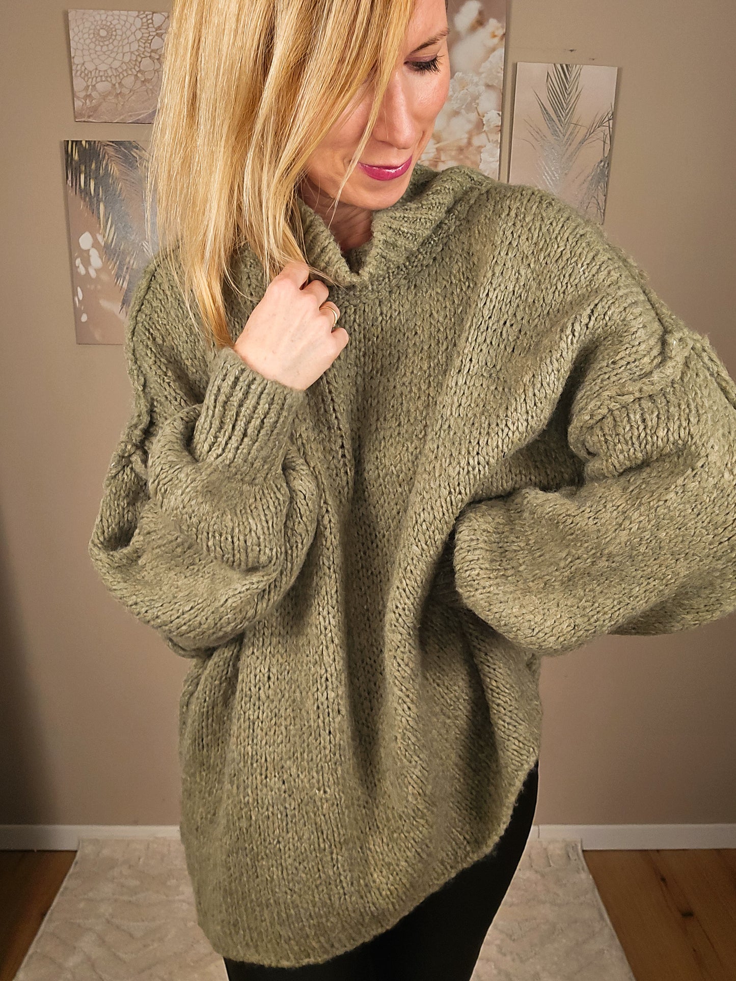 Pullover mit Nahtstreifen FRIDA - oliv