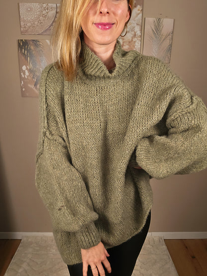 Pullover mit Nahtstreifen FRIDA - oliv