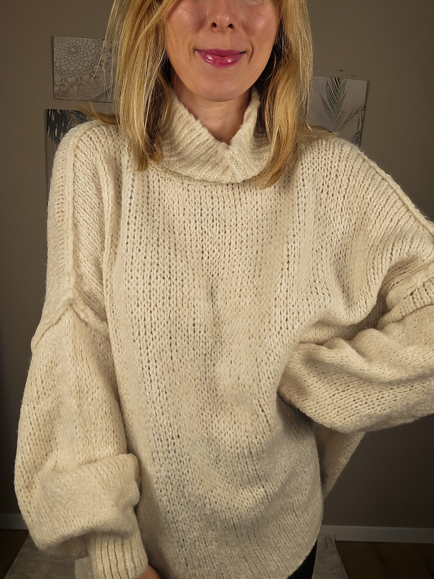 Pullover mit Nahtstreifen FRIDA - beige