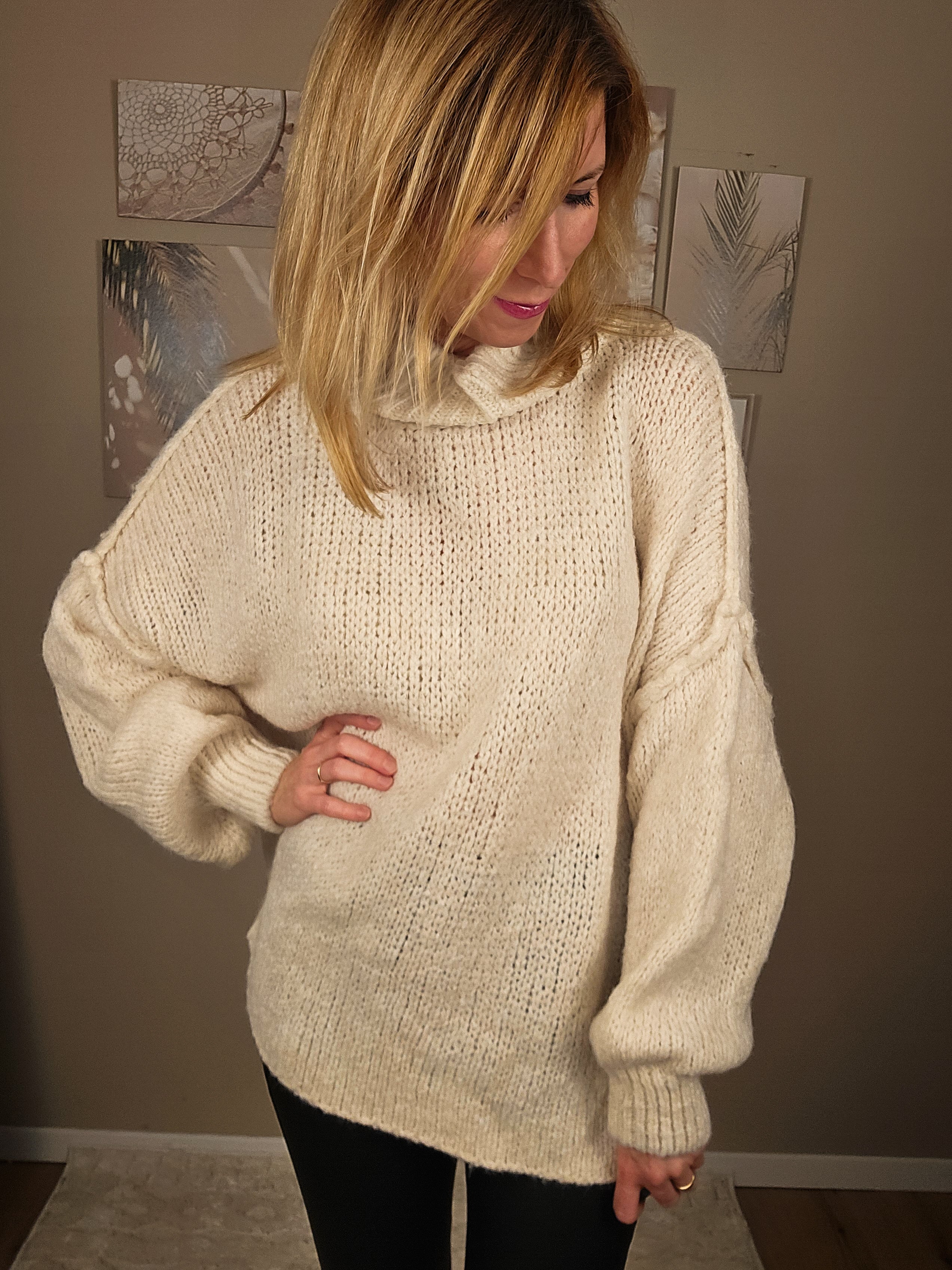 Pullover mit Nahtstreifen FRIDA - beige