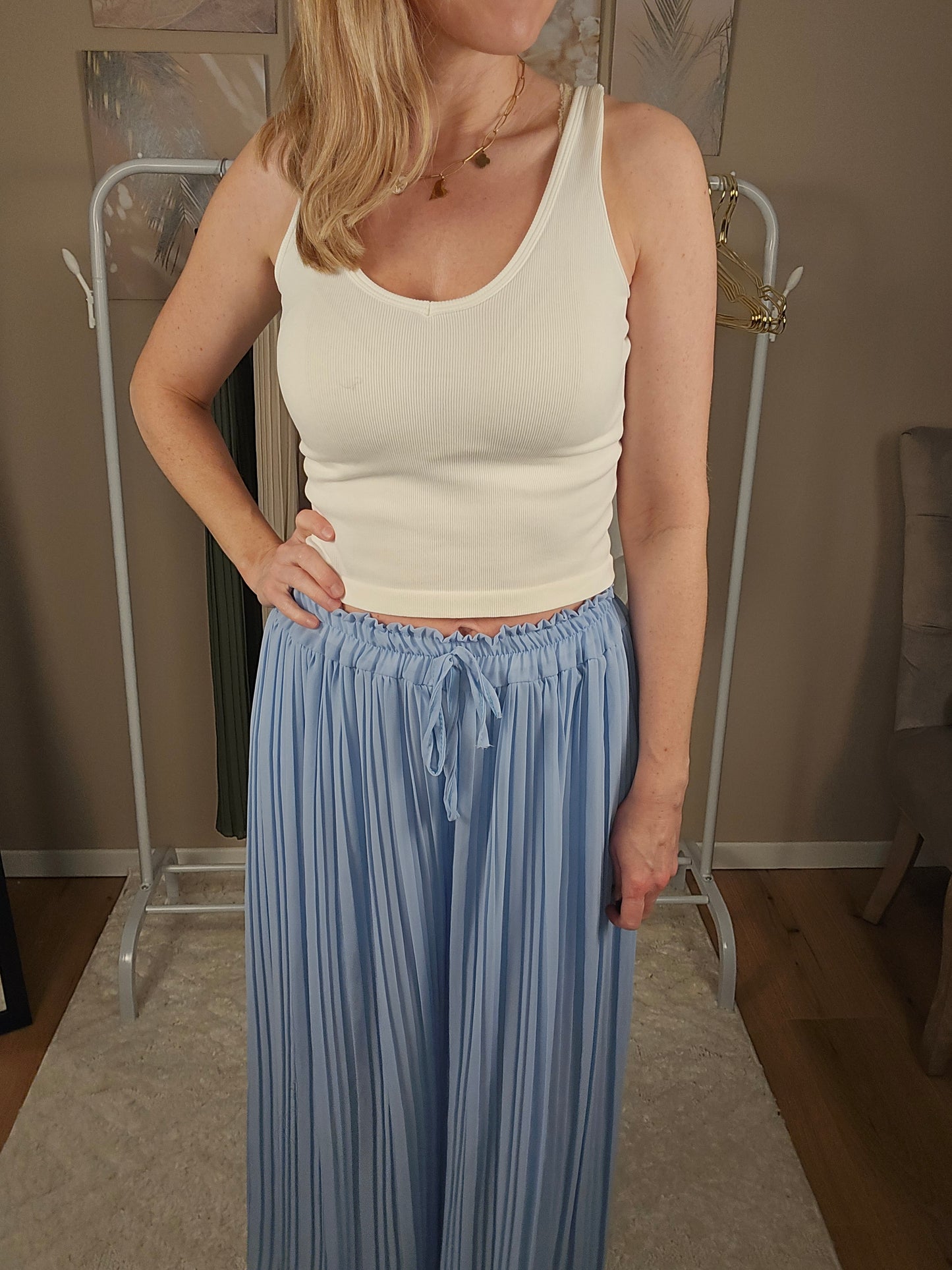 Culotte Plissee Hose "SARA" – hellblau