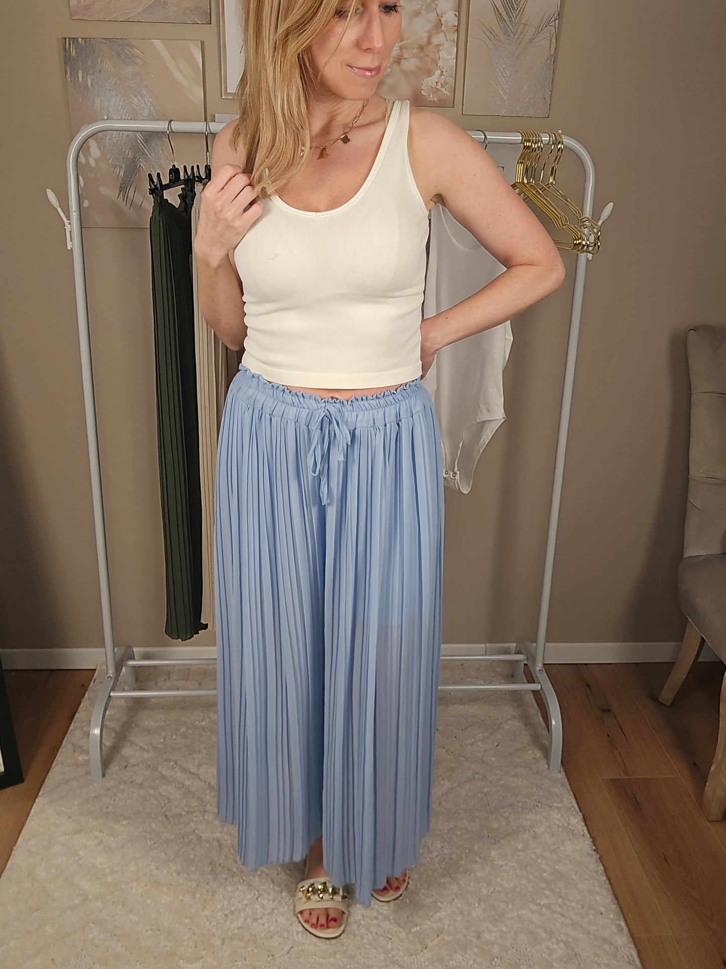 Culotte Plissee Hose "SARA" – hellblau