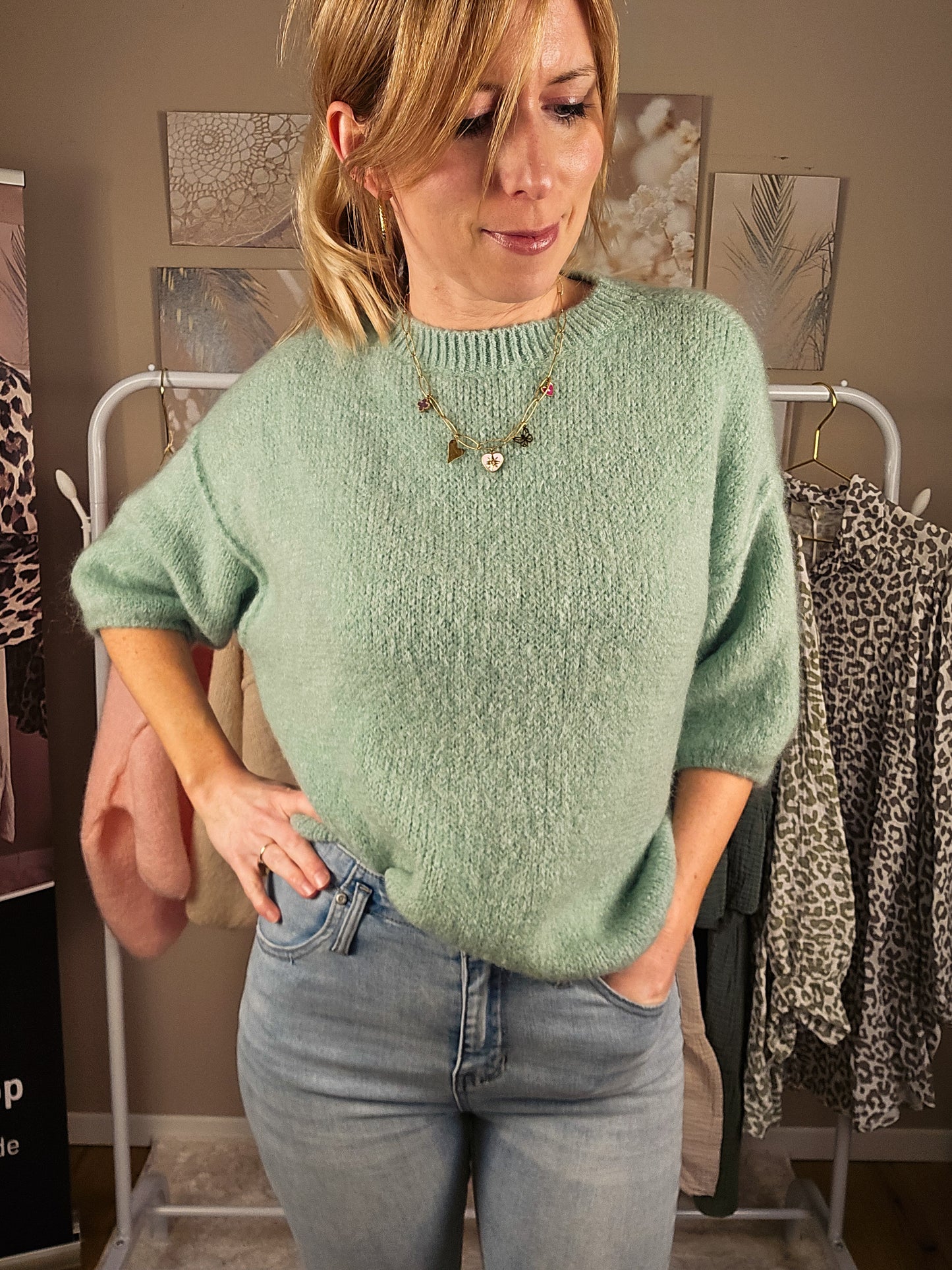 3/4 Arm Pullover "LENA" - mint