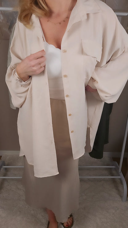 Lässige Oversize Bluse "LIZ" - beige