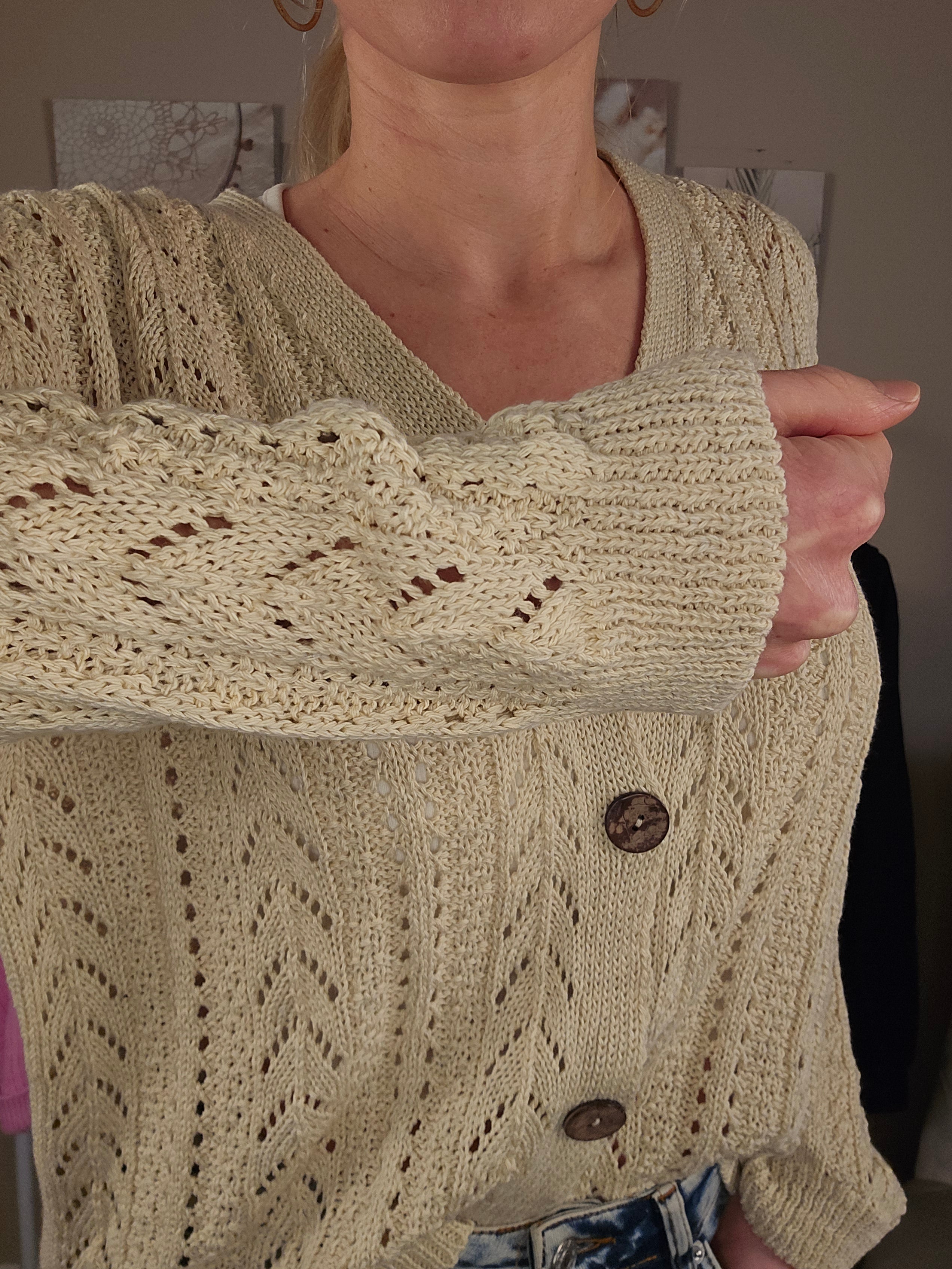 Strickweste "ANA" aus Baumwolle - beige