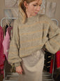 Pullover "LUCA" mit goldenen Streifen - beige