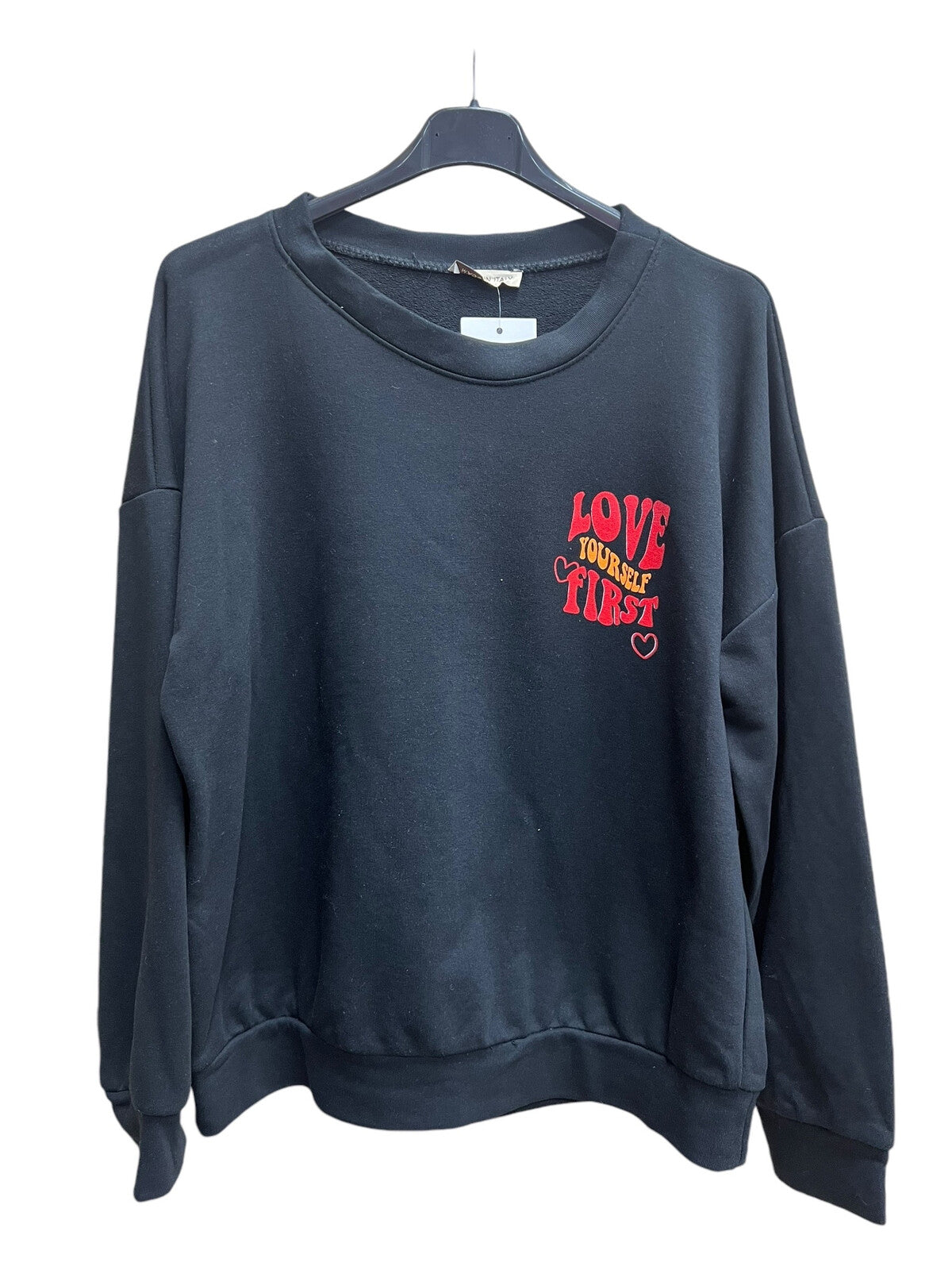 Statement Sweater "Self Love" - schwarz