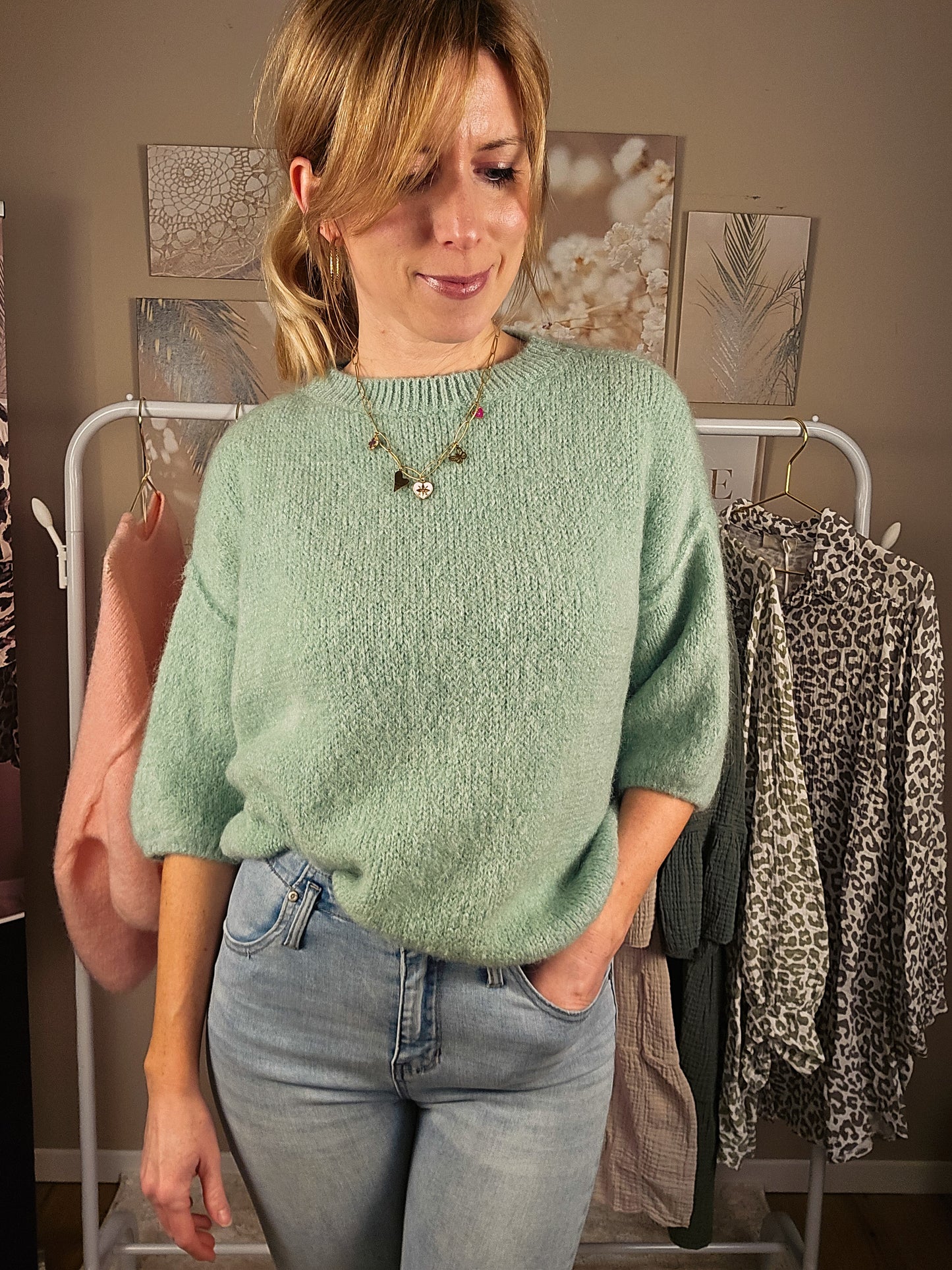 3/4 Arm Pullover "LENA" - mint