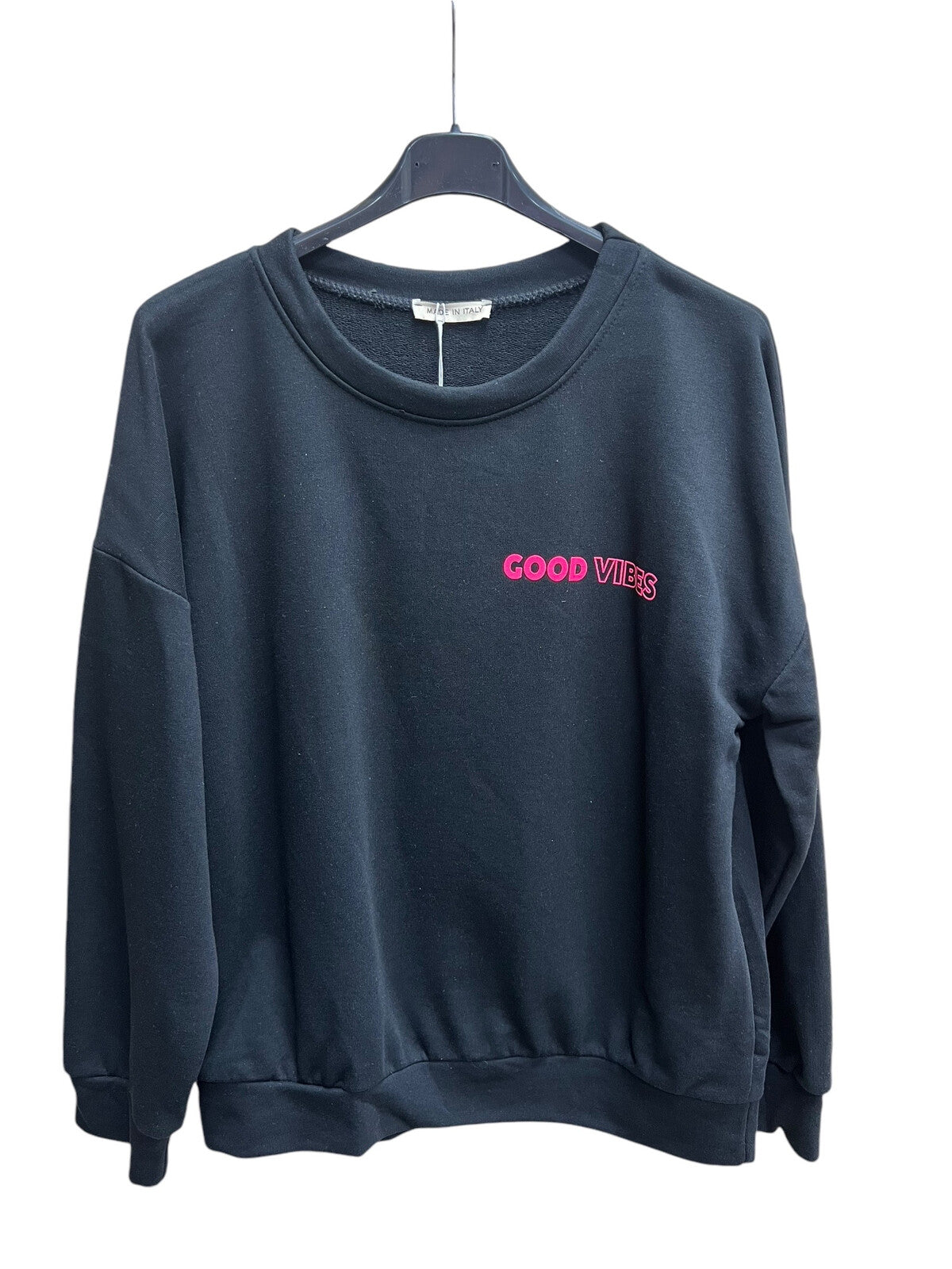 Statement Sweater "Good Vibes" - schwarz